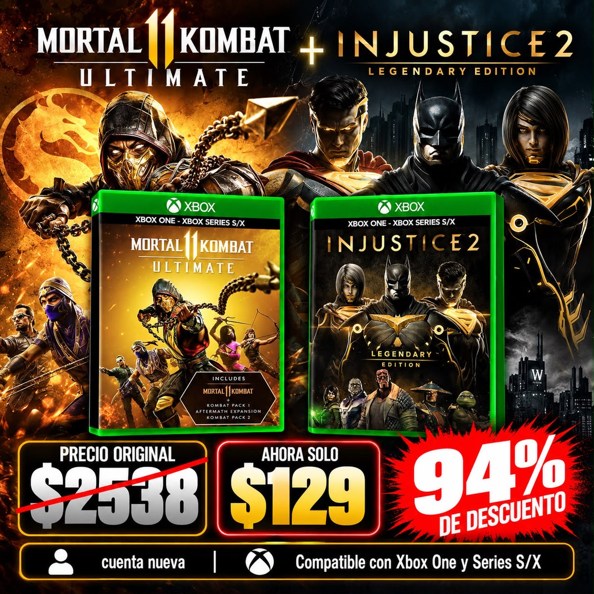🔥PROMO Mortal Kombat 11 + Injustice 2 Cuenta🔥